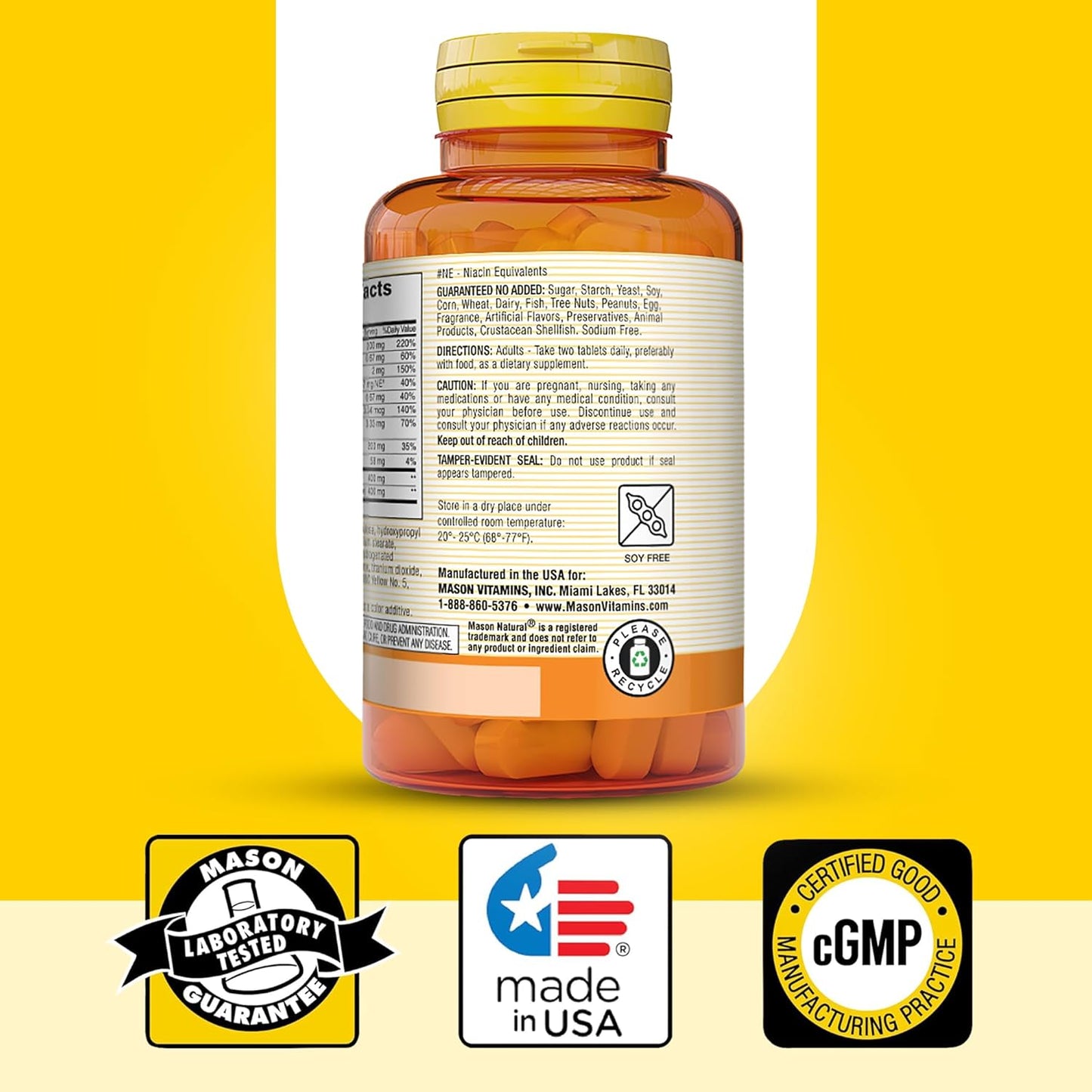MASON NATURAL Ear Health Plus Supplement with B Vitamins - 50 Day Supply for Normal Ear Health and Ringing Relief