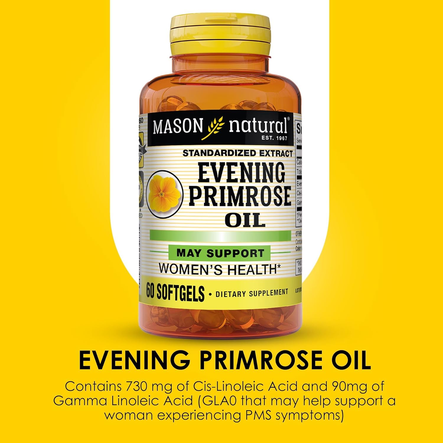 MASON NATURAL Evening Primrose Oil Softgels - 1 Month Supply for Women's Health - Dietary Supplement