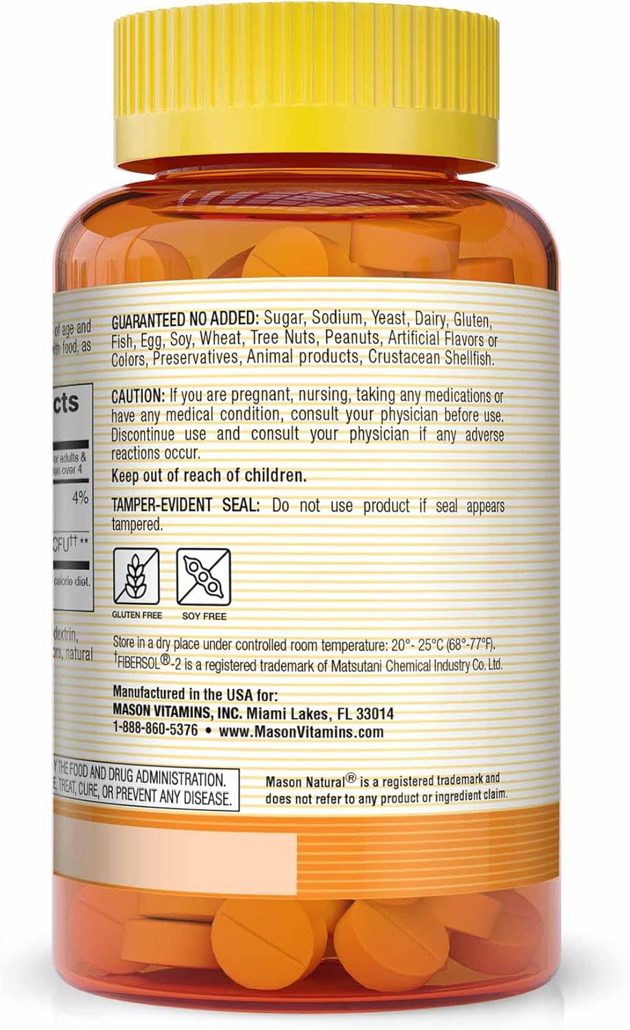 Mason Natural Kids Probiotic with Fiber Chewables - Promote Healthy Digestion & Gut Health, 60 Count (Pack of 3)