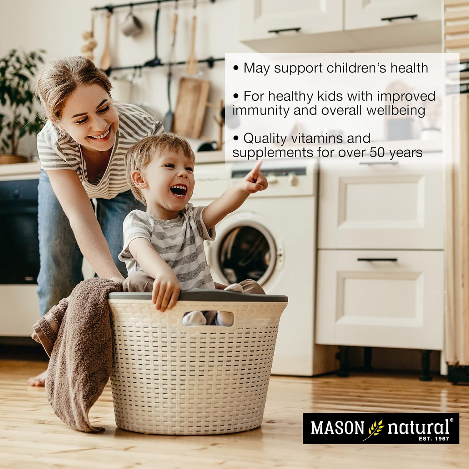 Mason Natural Kids Probiotic with Fiber Chewables - Promote Healthy Digestion & Gut Health, 60 Count (Pack of 3)