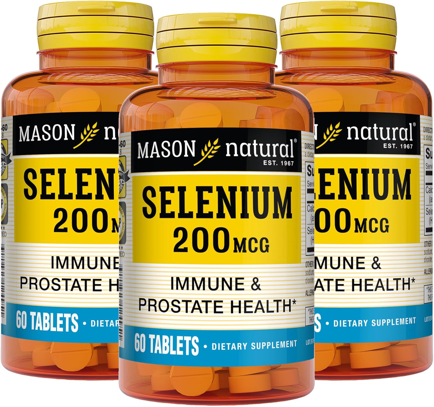 Mason Natural Selenium 200mcg Tablets - Antioxidant Supplement for Immune & Prostate Health - Pack of 180 Tablets