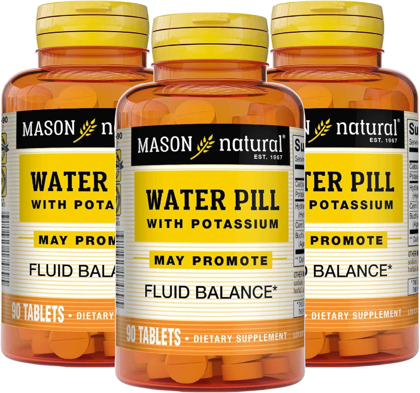 Mason Natural Water Pill with Potassium and Calcium - Supports Fluid Balance, Relieves Bloating and Swelling - Natural Diuretic Supplement, 270 Tablets