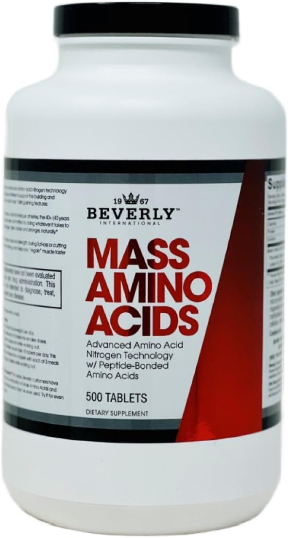 Mass Amino Acids for Muscle Recovery - 500 Tabs, Ideal for Pre-Post Workout and Meal Use