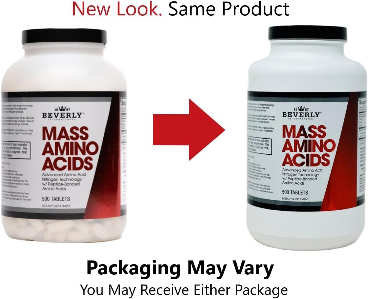 Mass Amino Acids for Muscle Recovery - 500 Tabs, Ideal for Pre-Post Workout and Meal Use