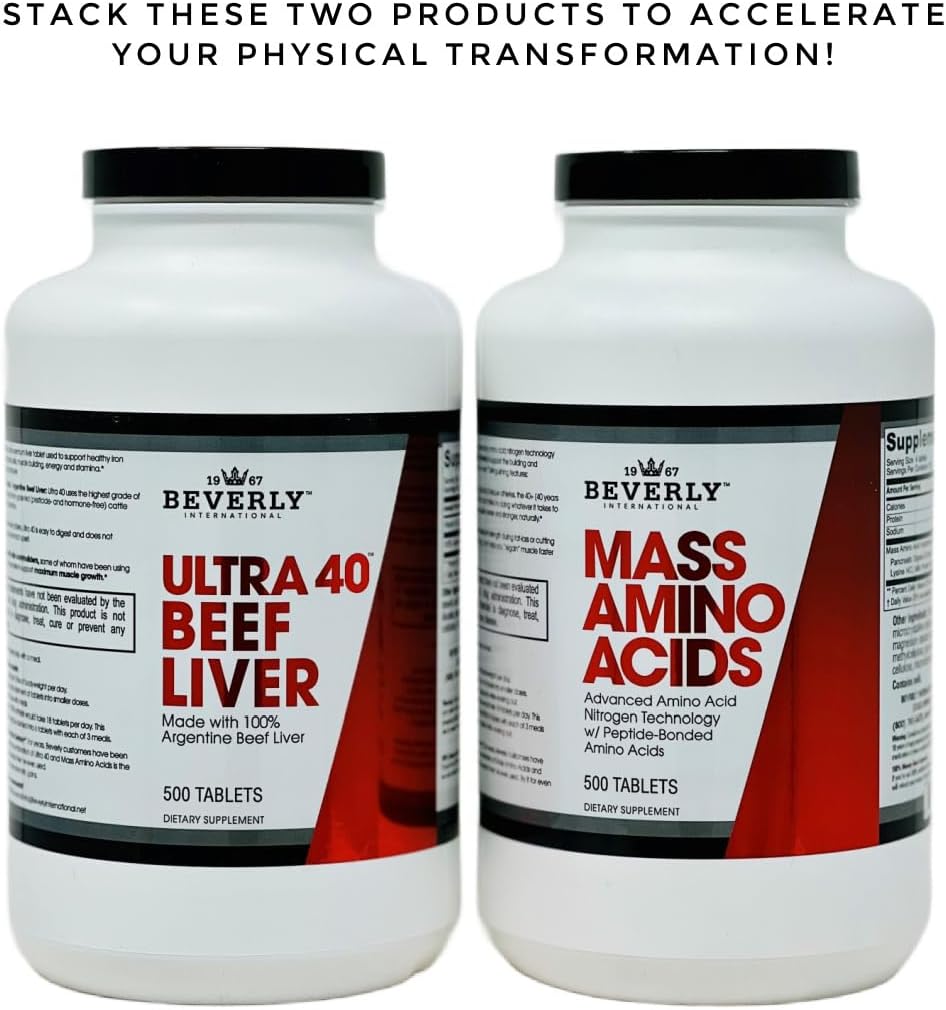 Mass Amino Acids for Muscle Recovery - 500 Tabs, Ideal for Pre-Post Workout and Meal Use