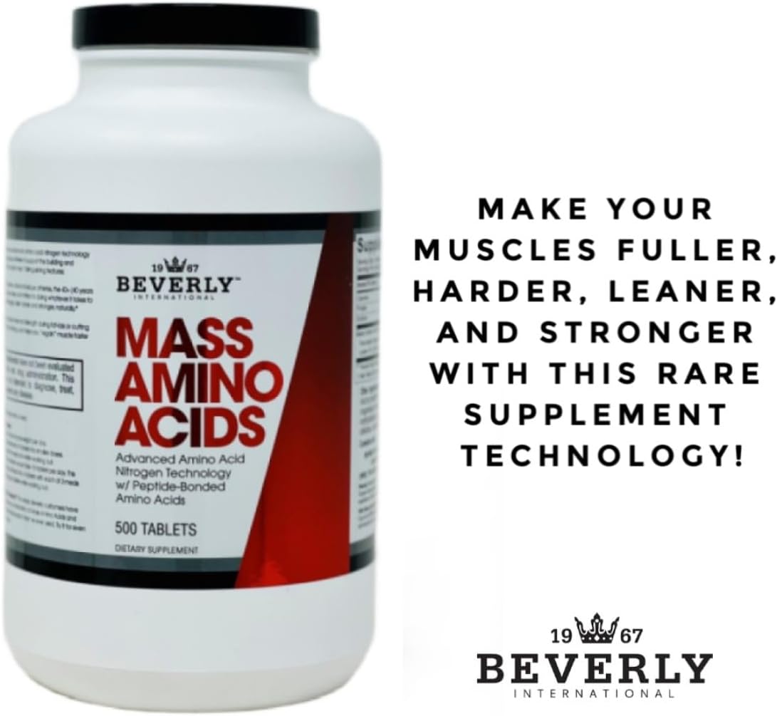 Mass Amino Acids for Muscle Recovery - 500 Tabs, Ideal for Pre-Post Workout and Meal Use