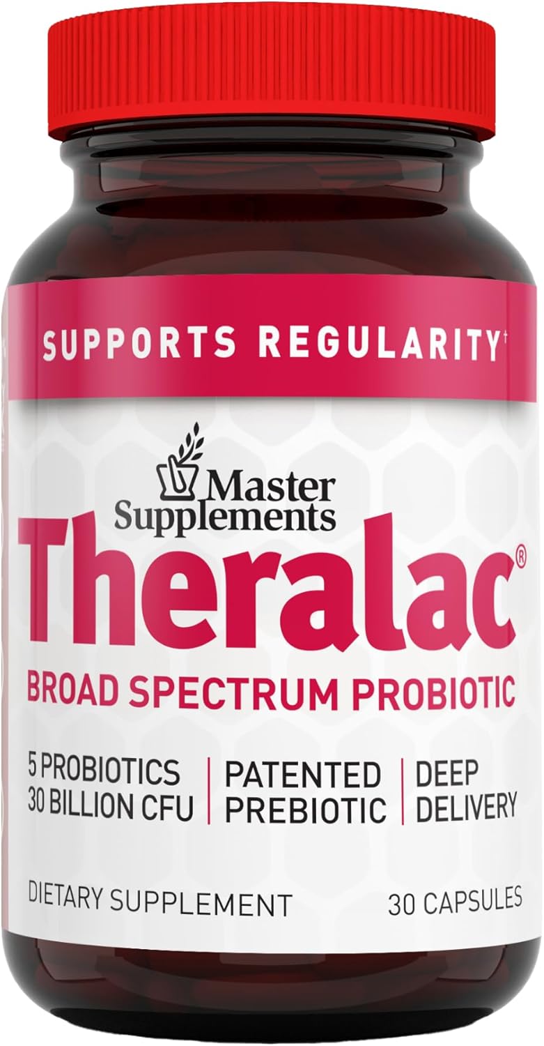 Master Supplements Theralac - 30 Capsules - Multi-Strain Probiotic for Gut Health, Gas & Bloating Relief - Gluten Free - 30 Servings