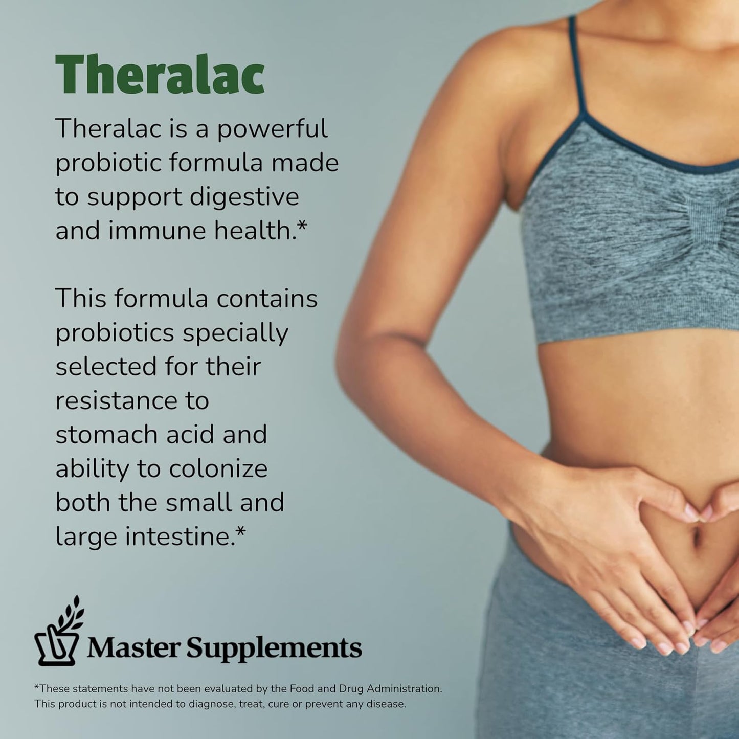 Master Supplements Theralac - 30 Capsules - Multi-Strain Probiotic for Gut Health, Gas & Bloating Relief - Gluten Free - 30 Servings