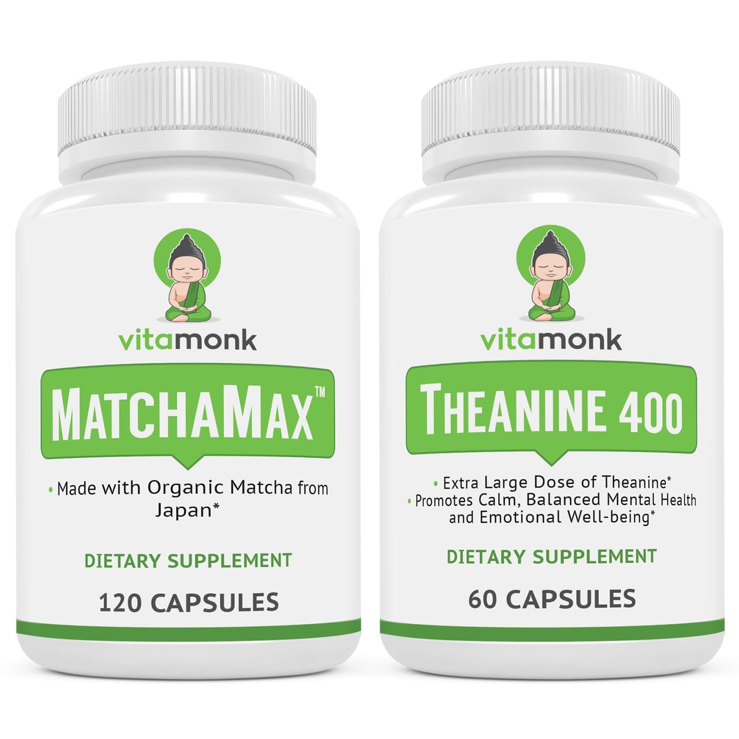 MatchaMax Matcha Capsules with L-Theanine 400mg - Energy Boost and Focus Enhancement Bundle by VitaMonk