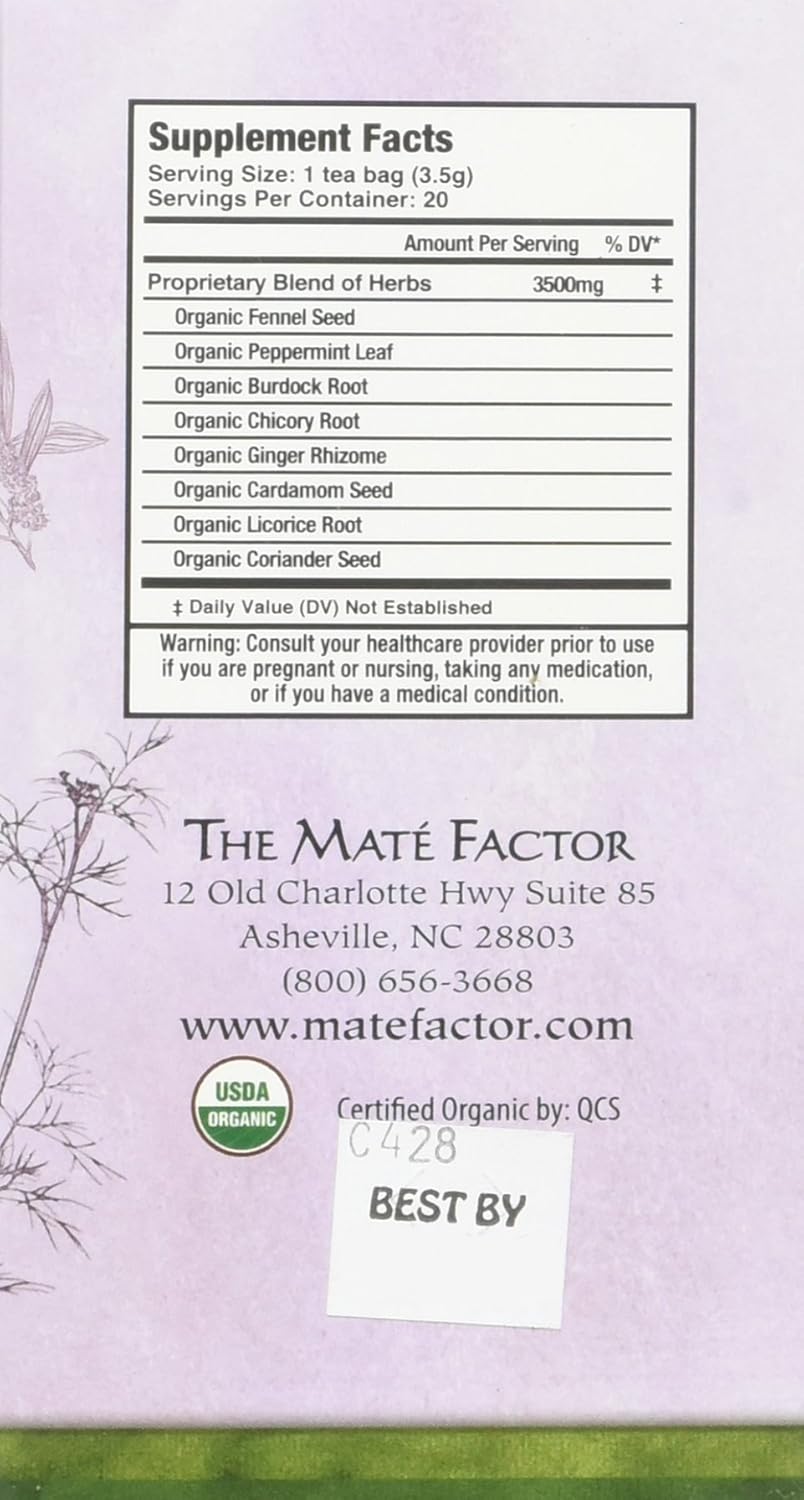 Mate Factor Herbal Blends - Digestive Tea with Prebiotics | 20 Bags