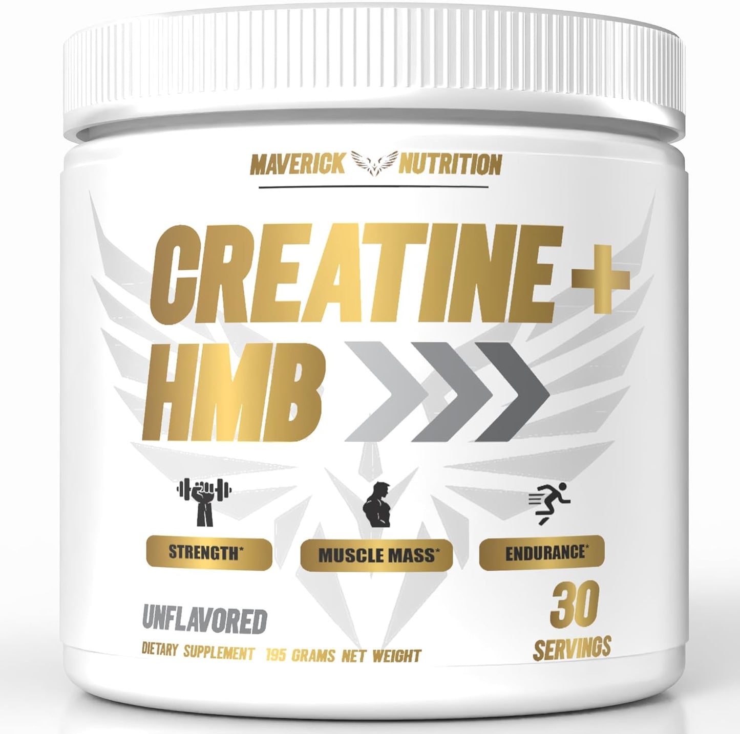 Maverick Nutrition Creatine HMB Powder - Unflavored - 30 Servings - Men's Creatine Supplement
