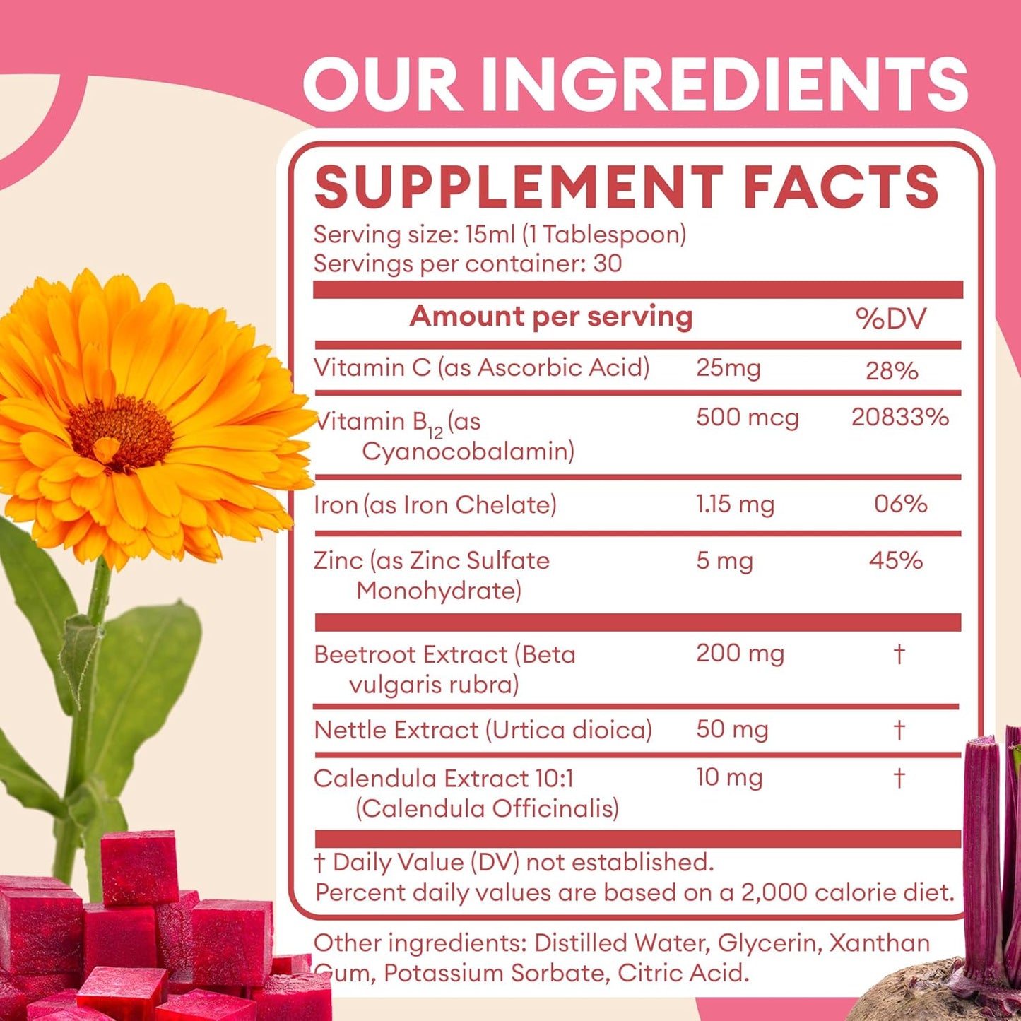 MavoCare Liposomal Iron and Beetroot Vitamin for Women's Health, Fertility, and Hormone Balance - Vegan Formula for Hair, Nails, and Blood Circulation - 15.2 fl oz