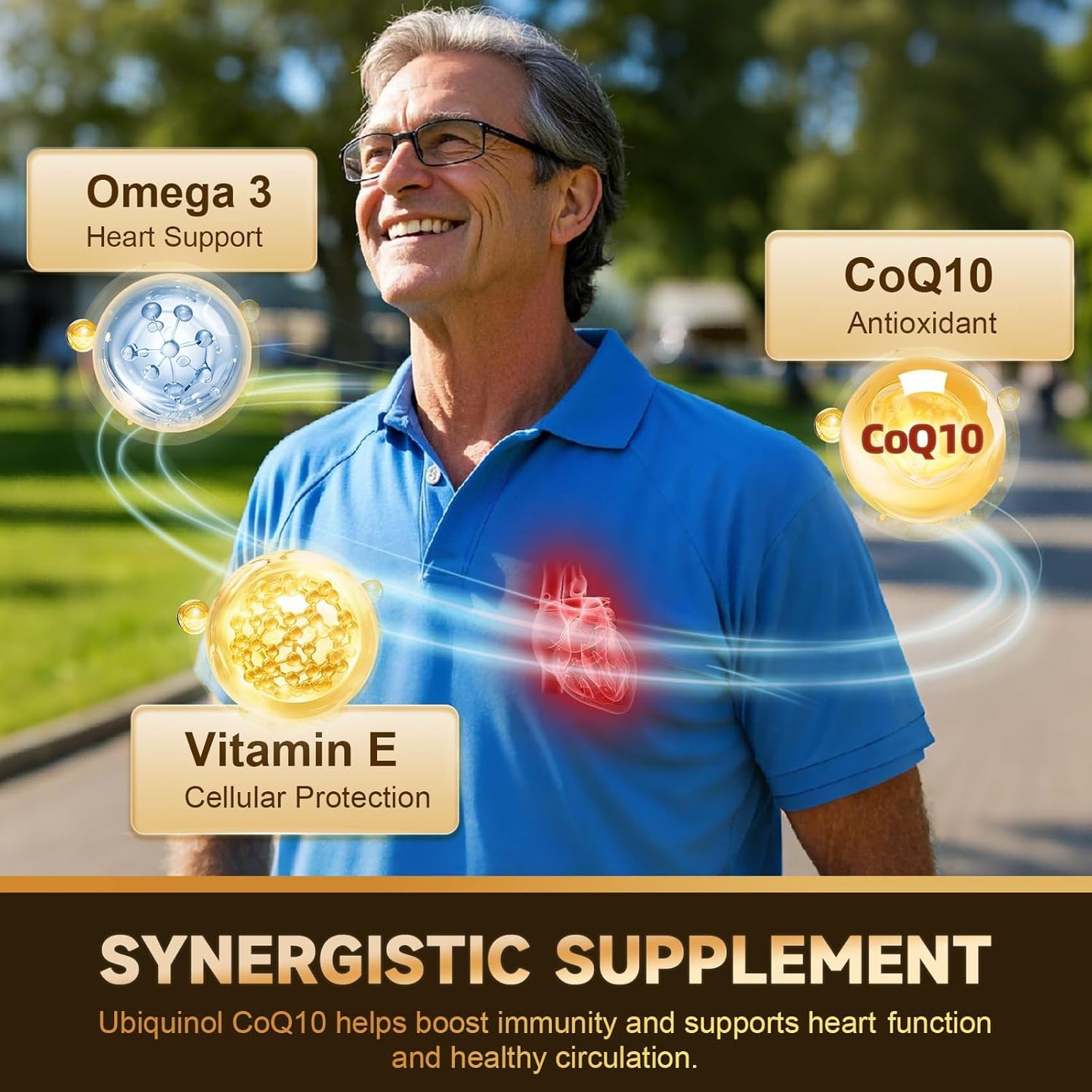 Max-Absorption Cozynol Ubiqunol CoQ10 400mg Softgels with Vitamin E & Omega-3 - Powerful Antioxidant for Heart Health & Energy - 120 Count, Non-GMO