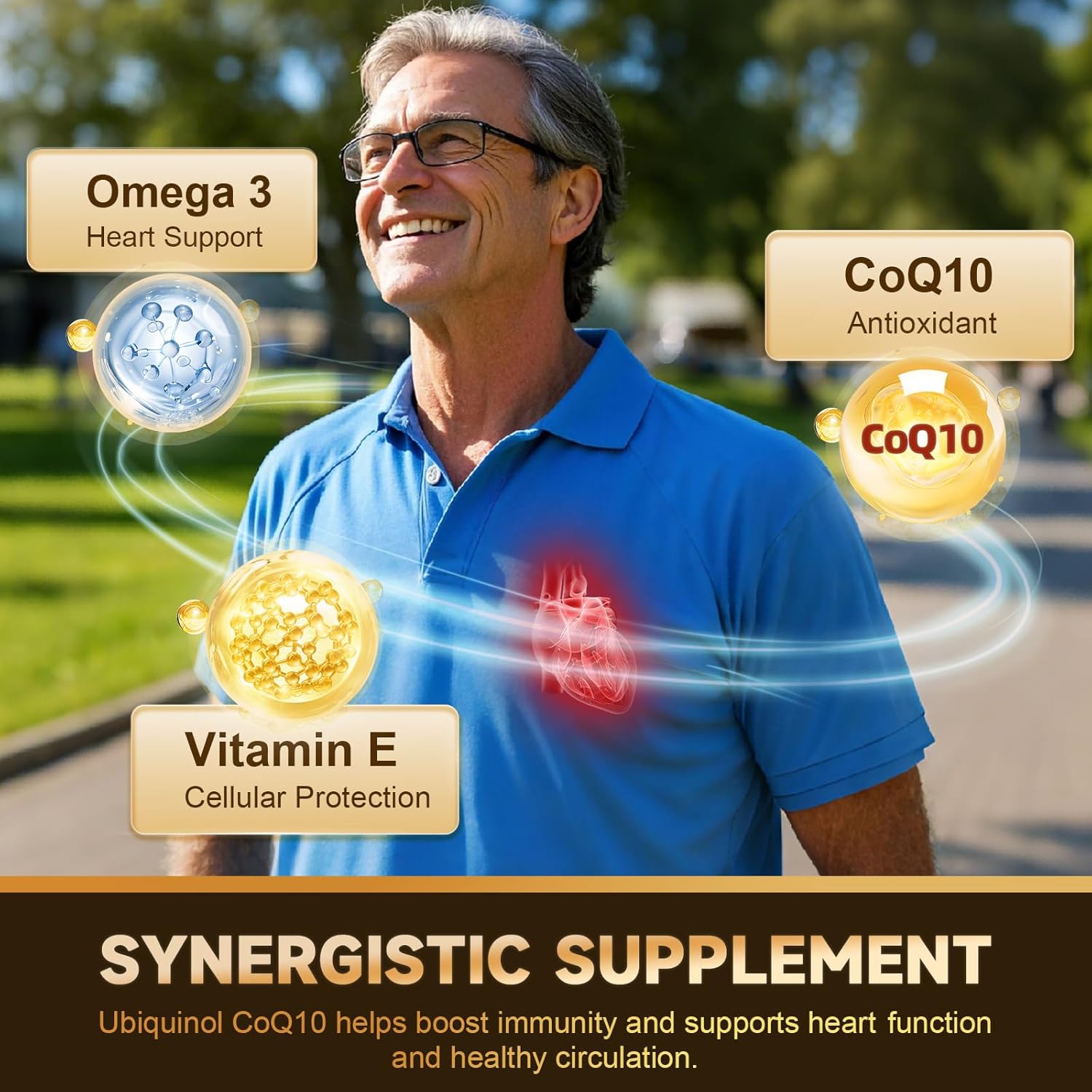 Max-Absorption Cozynol Ubiqunol CoQ10 400mg Softgels with Vitamin E & Omega-3 - Powerful Antioxidant for Heart Health & Energy - 120 Count, Non-GMO