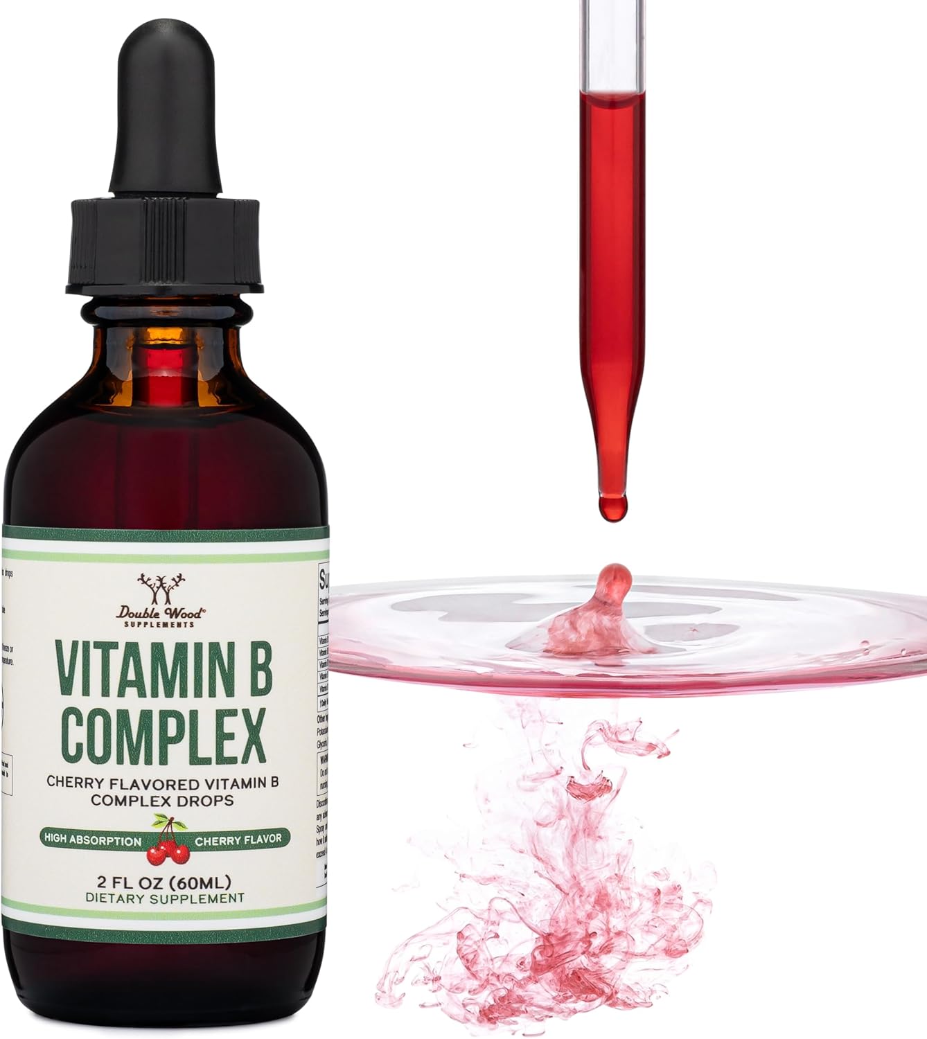 Max Absorption Liquid Vitamin B Complex Cherry Flavor - 2 FL OZ - 2 Month Supply - B3, B6, B7, B9, B12
