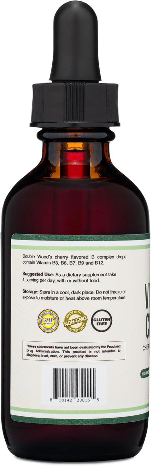 Max Absorption Liquid Vitamin B Complex Cherry Flavor - 2 FL OZ - 2 Month Supply - B3, B6, B7, B9, B12