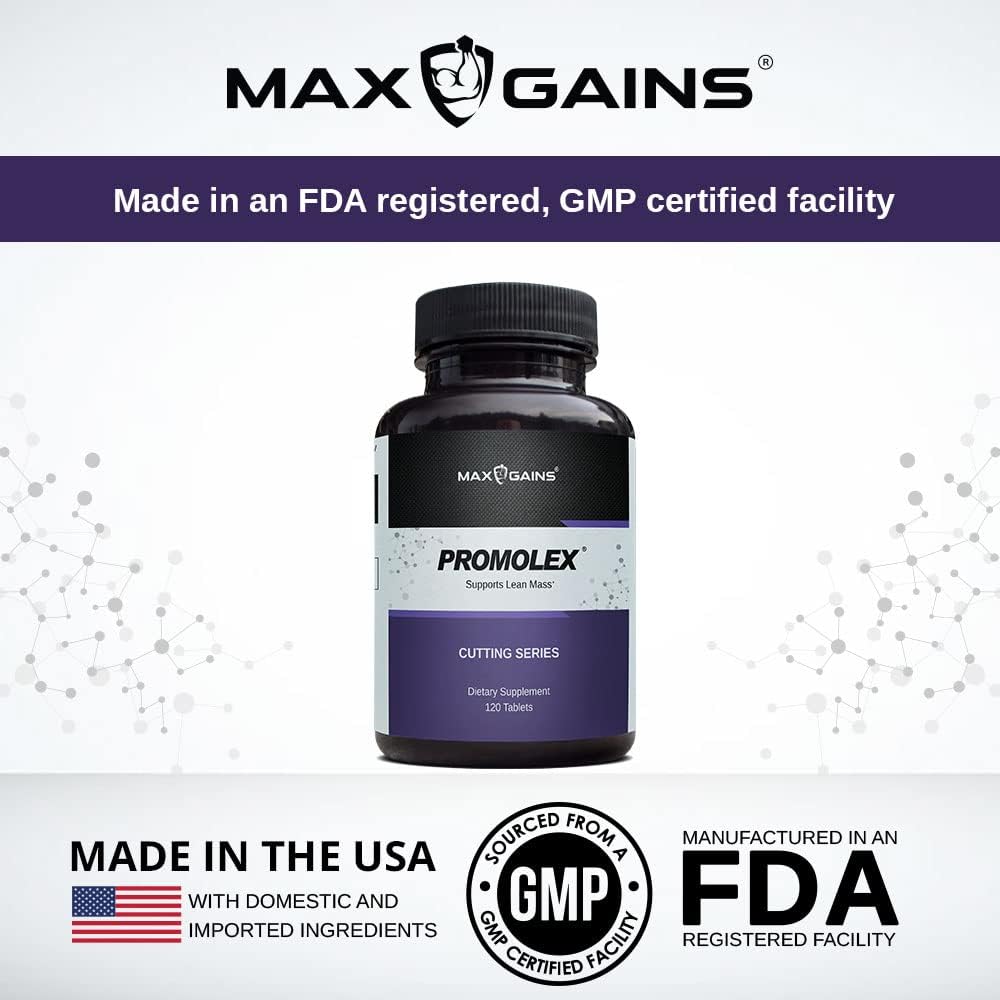 MAX GAINS Promolex Natural BCAA Supplement for Lean Muscle Mass - 120 Tablets