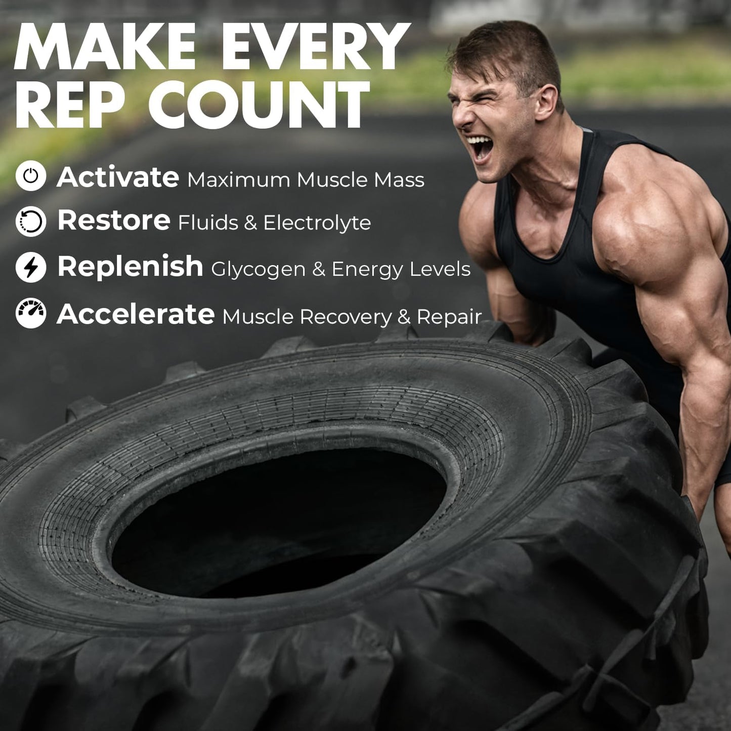 Max Muscle Arm Plus+ Anabolic Recovery Matrix with Whey Protein, BCAAs, Creatine Monohydrate, Glutamine, Antioxidants, and Electrolytes - Tropical Punch Flavor - 2.54 lb