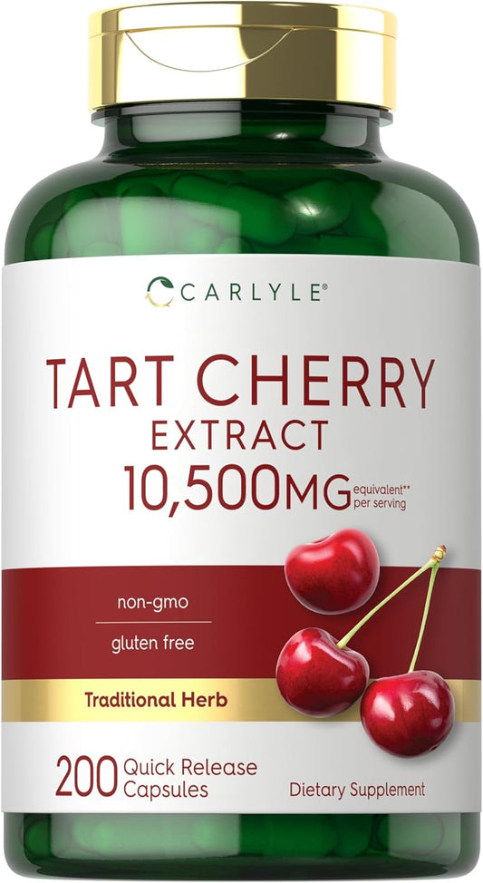 Max Potency Carlyle Tart Cherry Capsules - 10,500mg, 200 Pills - Non-GMO, Gluten Free Extract