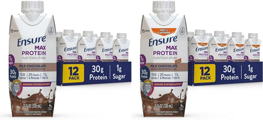 Max Protein Nutrition Shake Variety Pack - 30g Protein, 1g Sugar, Chocolate & Caffeine - 11 Fl Oz (Pack of 12)