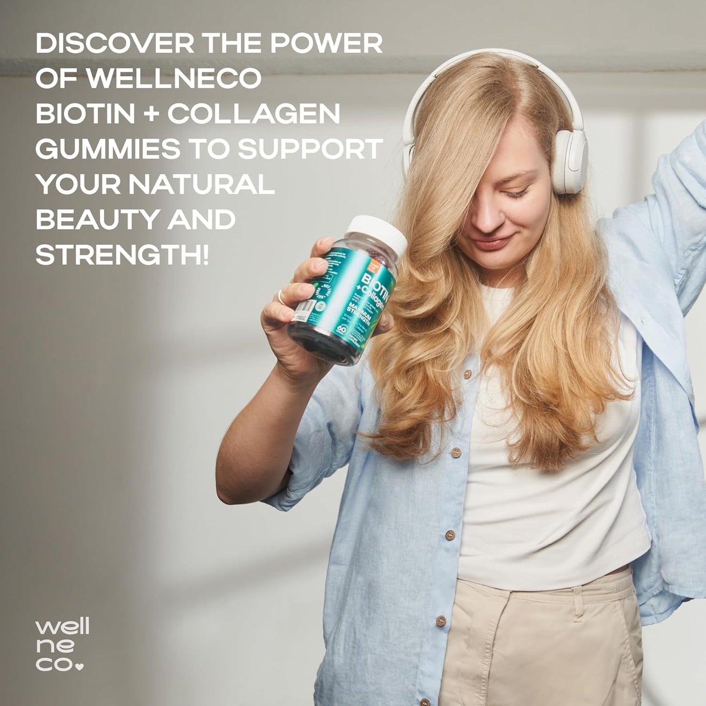 Max Strength Biotin Collagen Gummies - Hair, Skin, Nails Supplement - Non-GMO, Gluten Free, Gelatin Free - Beauty Gummies Women Men