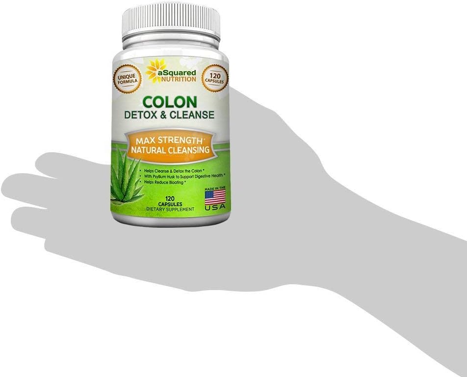 Max Strength Colon Cleanse Supplement for Weight Loss - 120 Capsules, Natural Detox Cleanser for Digestive Health, Diet Pills for Men & Women by aSquared Nutrition