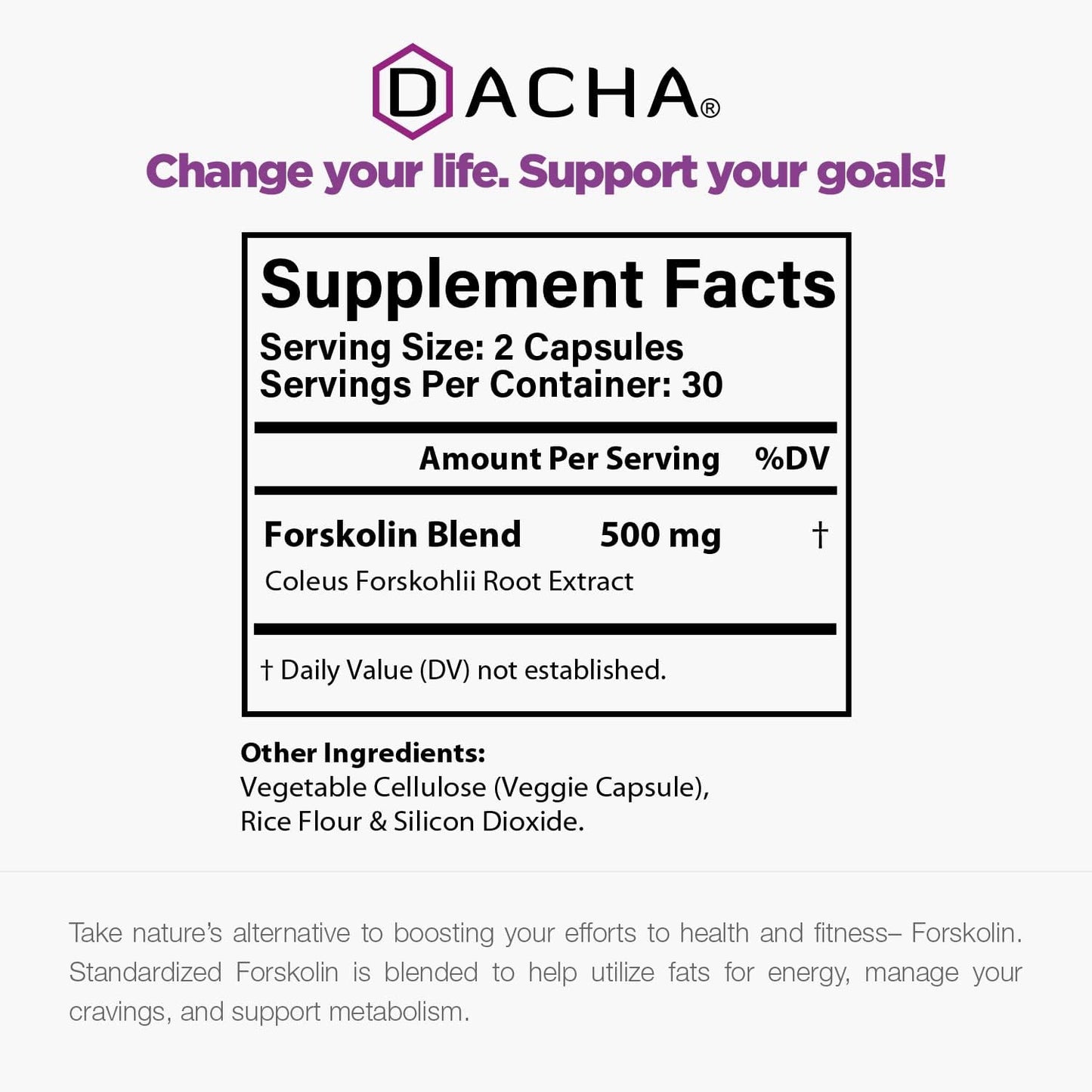 Max Strength DACHA Natural Forskolin - 500mg Coleus Extract, Keto Diet Pills for Fast Slimming Formula, Slim Look for Women & Men, Rapid Tone, Luna Trim, MD Formula