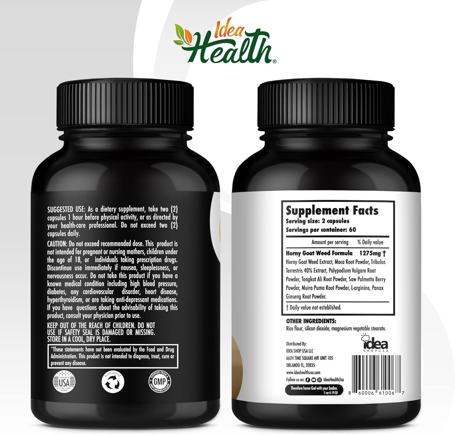 Max Strength Horny Goat Weed & Maca Energy Complex | 1275mg | 2 Month Supply | Energy & Performance for Men and Women | 120 Vegan Capsules