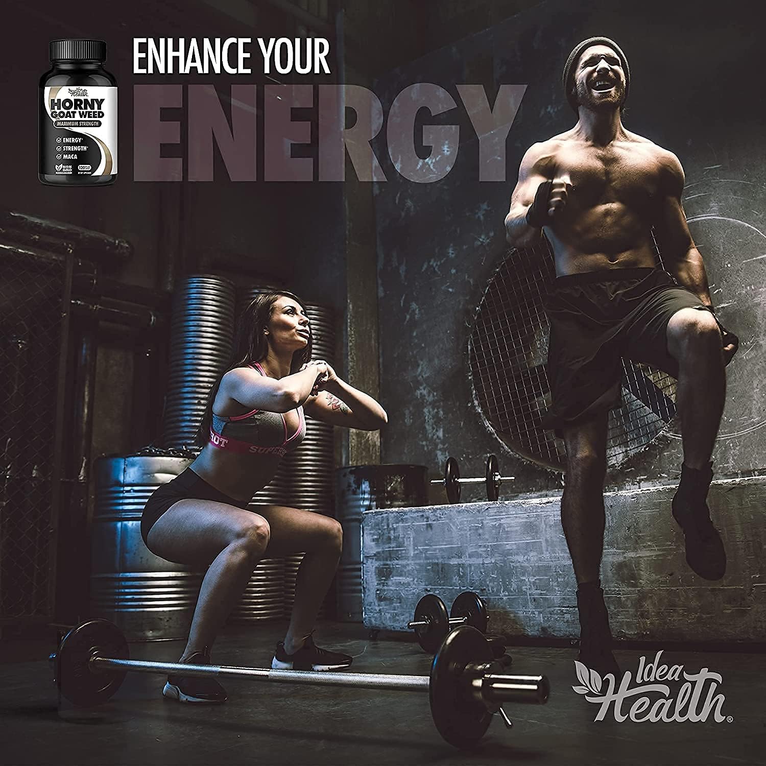 Max Strength Horny Goat Weed & Maca Energy Complex | 1275mg | 2 Month Supply | Energy & Performance for Men and Women | 120 Vegan Capsules