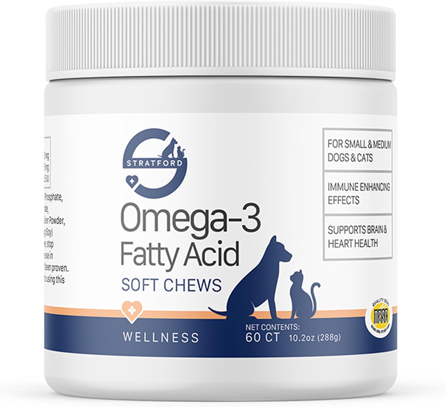 Max Strength Omega 3 Fatty Acid Soft Chews for Small & Medium Dogs - Fish Oil Dog Supplement - 60 Soft Chews by Stratford Pharmaceuticals