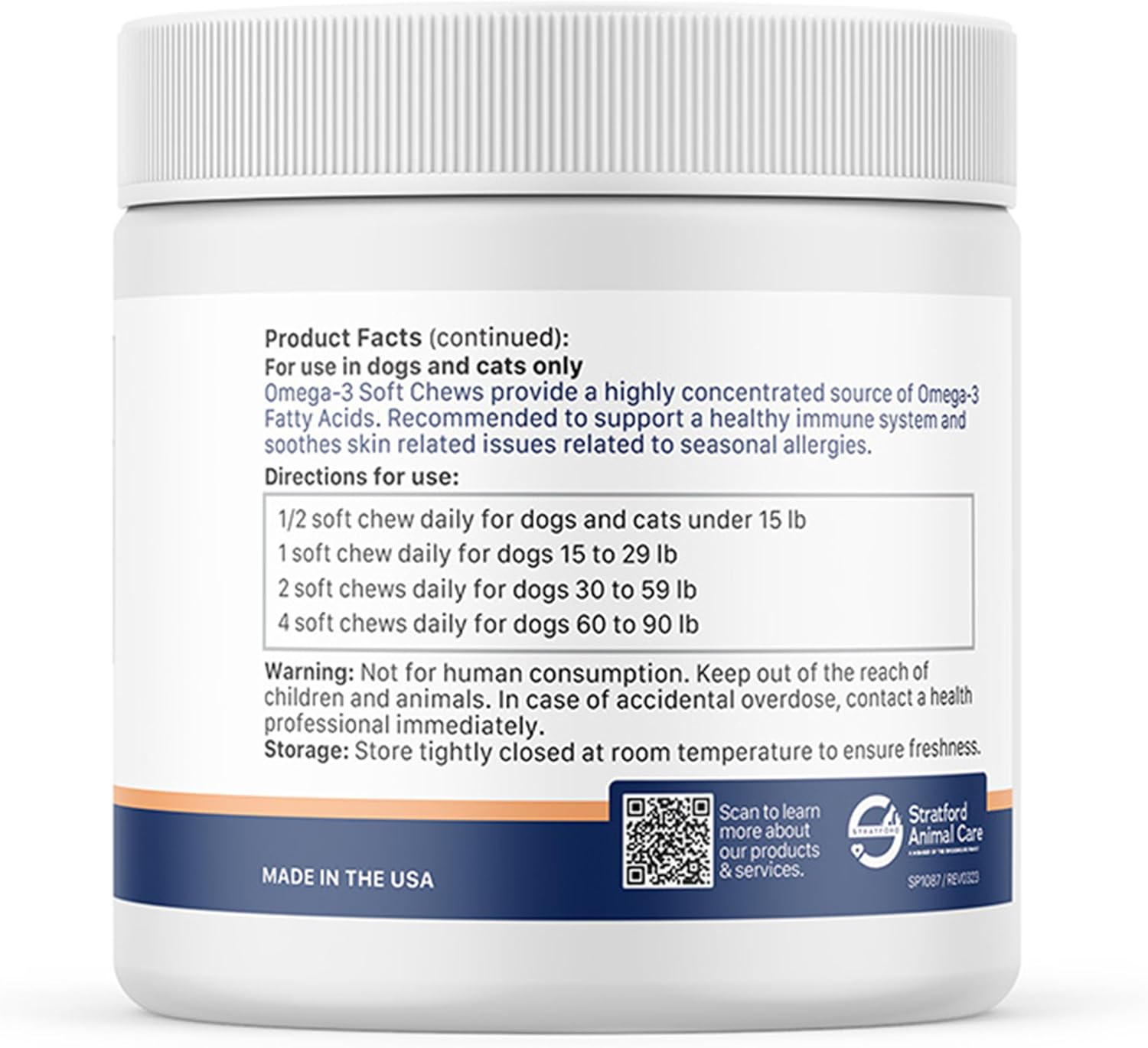 Max Strength Omega 3 Fatty Acid Soft Chews for Small & Medium Dogs - Fish Oil Dog Supplement - 60 Soft Chews by Stratford Pharmaceuticals