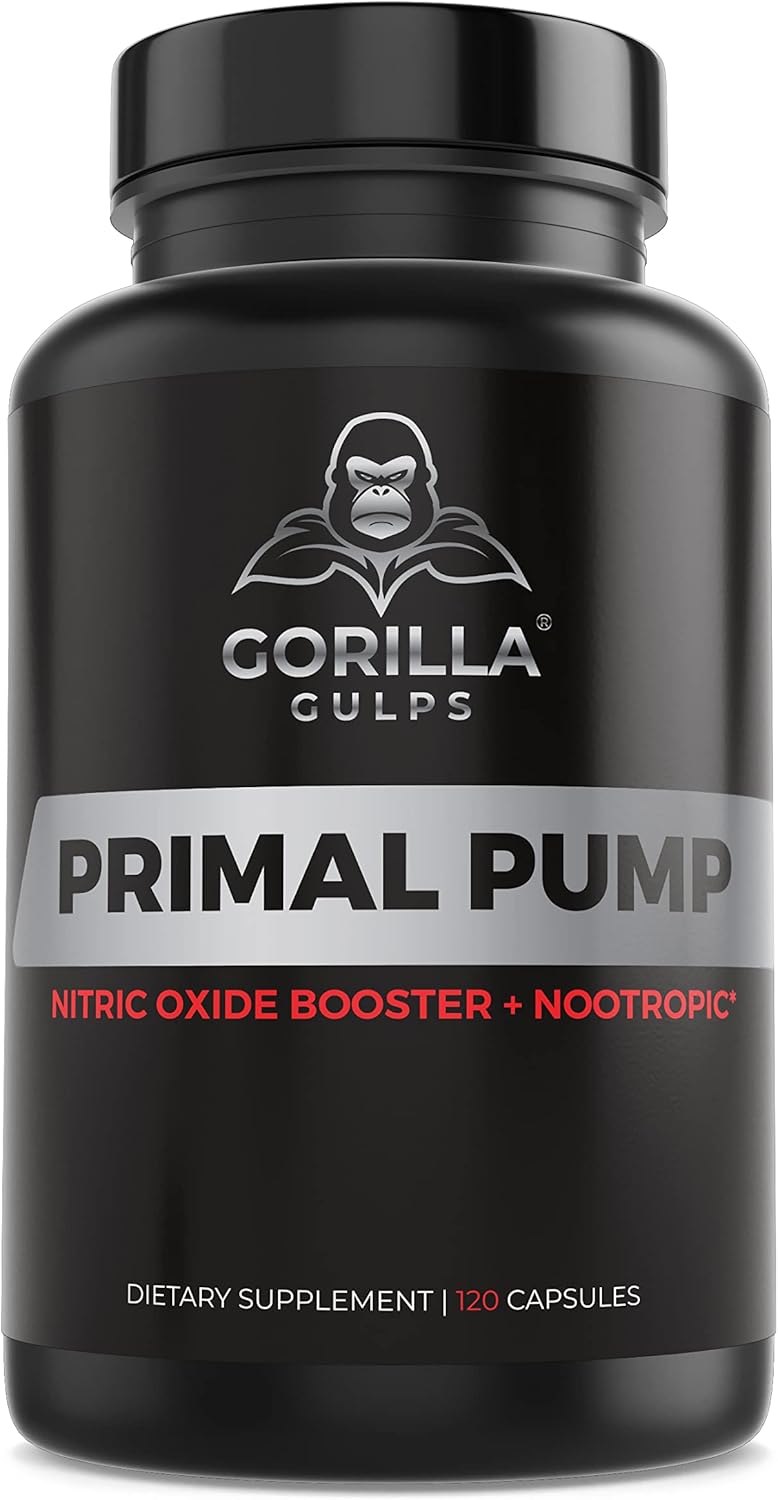 Max Strength Primal Pump Nitric Oxide Supplement for Muscle Growth, Energy & Focus - 1500mg Nootropic Blend of Nitrosigine L Arginine & Beet Root - Pre Workout N.O. Booster for Pumps & Blood Flow