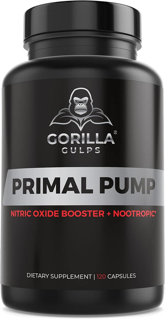 Max Strength Primal Pump Nitric Oxide Supplement for Muscle Growth, Energy & Focus - 1500mg Nootropic Blend of Nitrosigine L Arginine & Beet Root - Pre Workout N.O. Booster for Pumps & Blood Flow