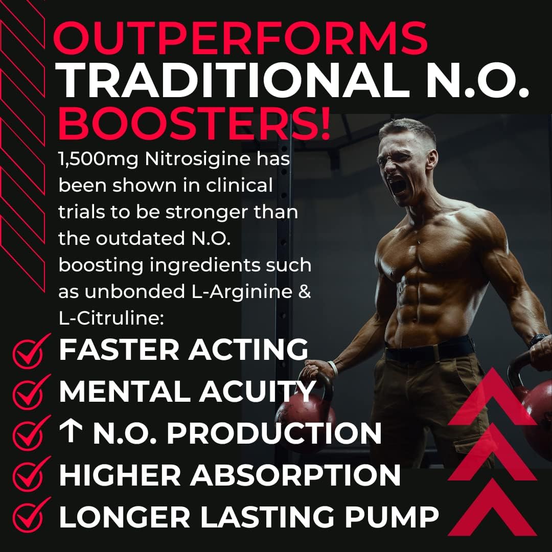 Max Strength Primal Pump Nitric Oxide Supplement for Muscle Growth, Energy & Focus - 1500mg Nootropic Blend of Nitrosigine L Arginine & Beet Root - Pre Workout N.O. Booster for Pumps & Blood Flow