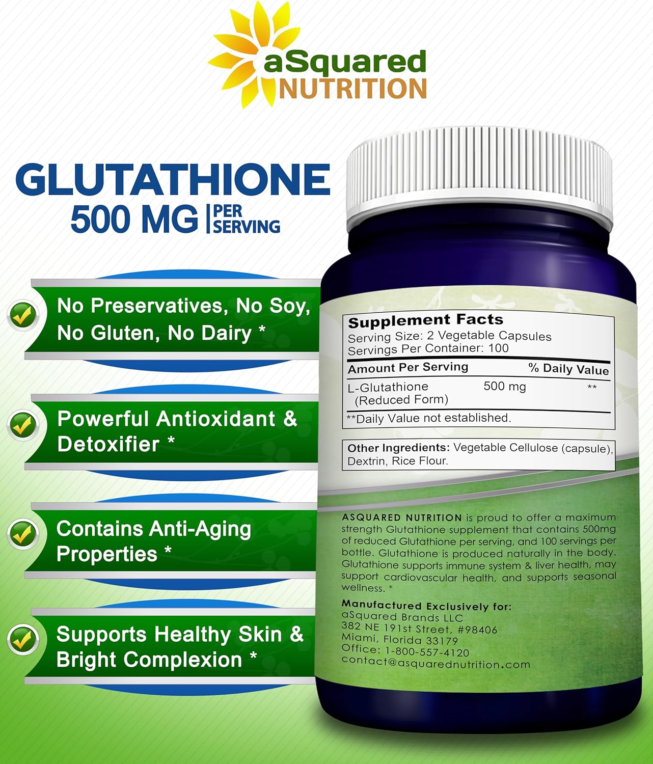 Max Strength Reduced Glutathione 500mg Supplement - 200 Capsules for Liver Health & Detox - L-Glutathione Antioxidant for Immune & Brain Support
