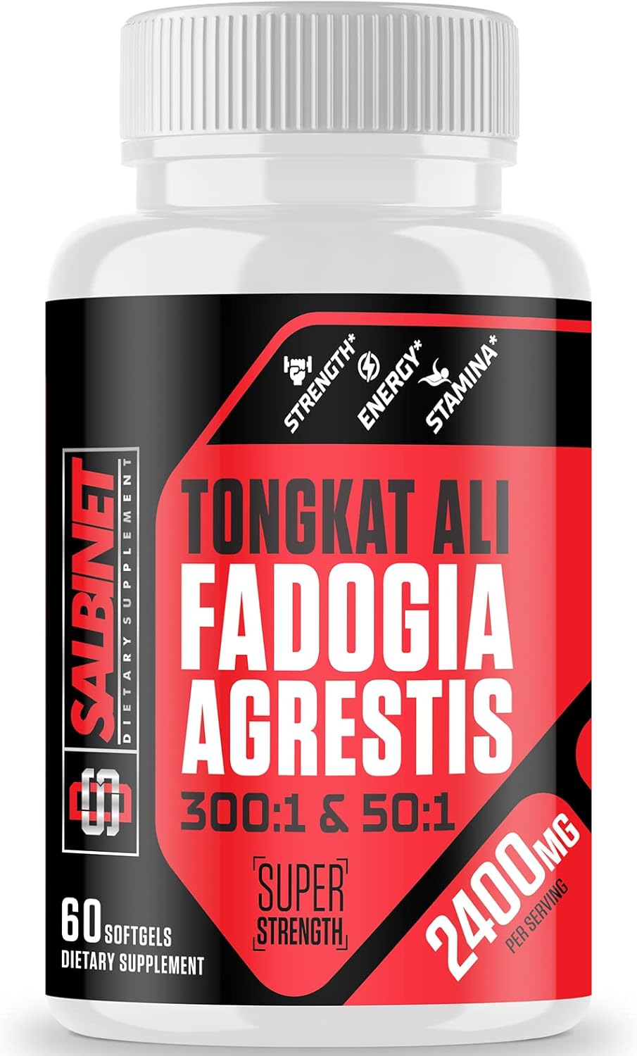 Max Strength Salbinet 2400mg Fadogia Agrestis Tongkat Ali Supplements - Third Party Tested - Boost Muscle Mass & Athletic Performance with 1400mg Fadogia Agrestis & 1000mg Tongkat Ali