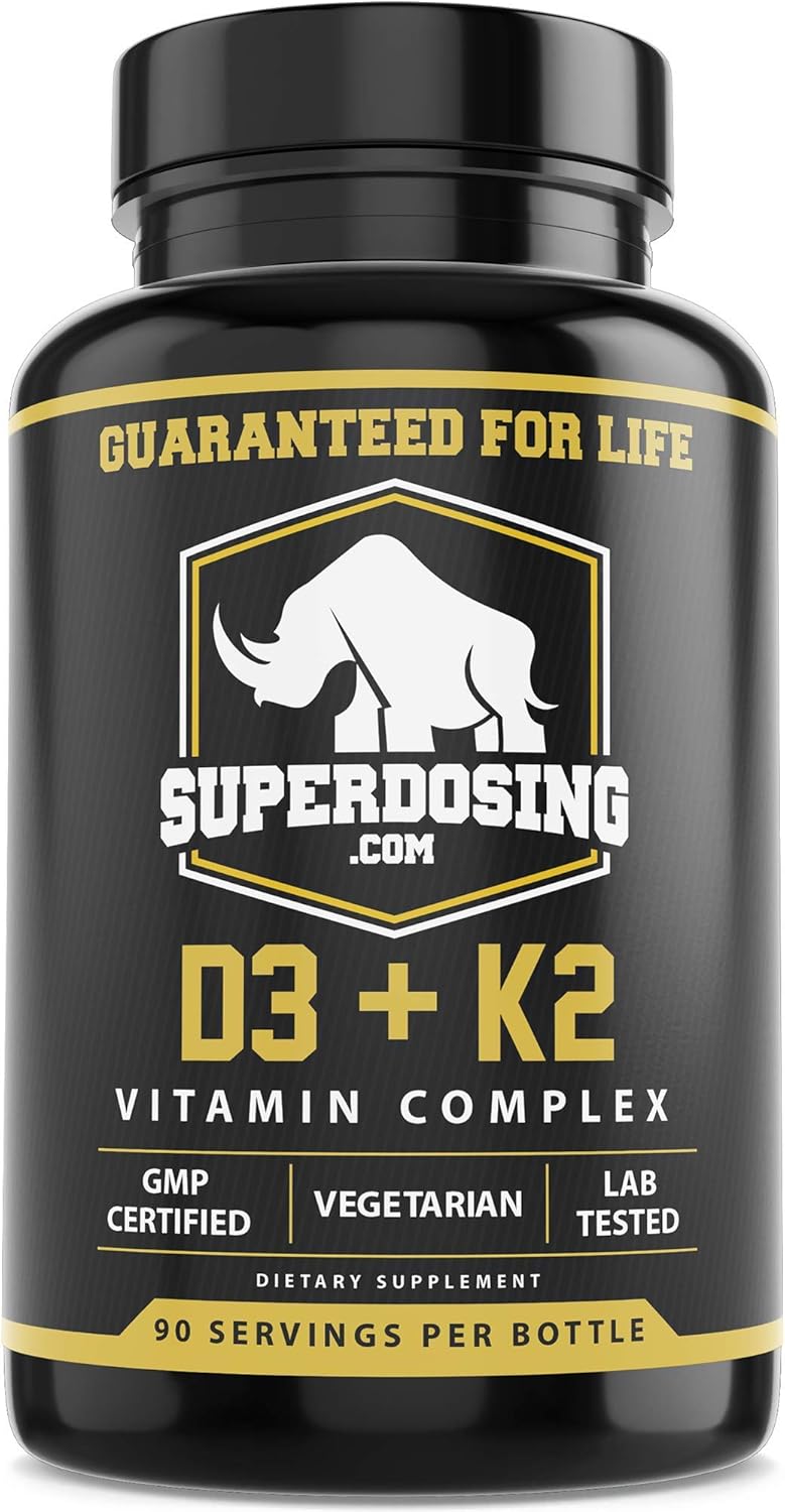 Max Strength Vitamin D3 and K2 Supplements for Immune Health - 1 Bottle Pack - SuperDosing.com