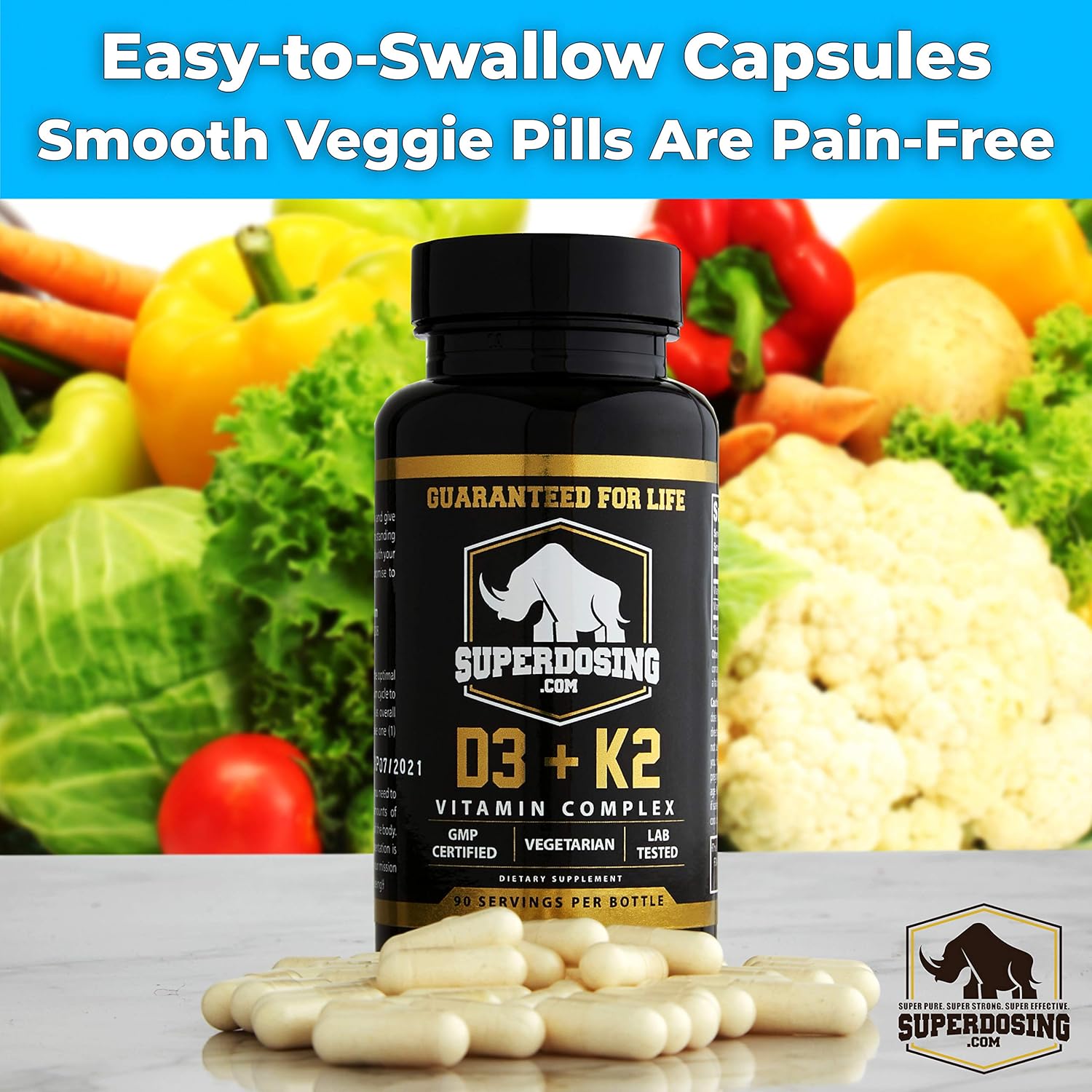 Max Strength Vitamin D3 and K2 Supplements for Immune Health - 1 Bottle Pack - SuperDosing.com