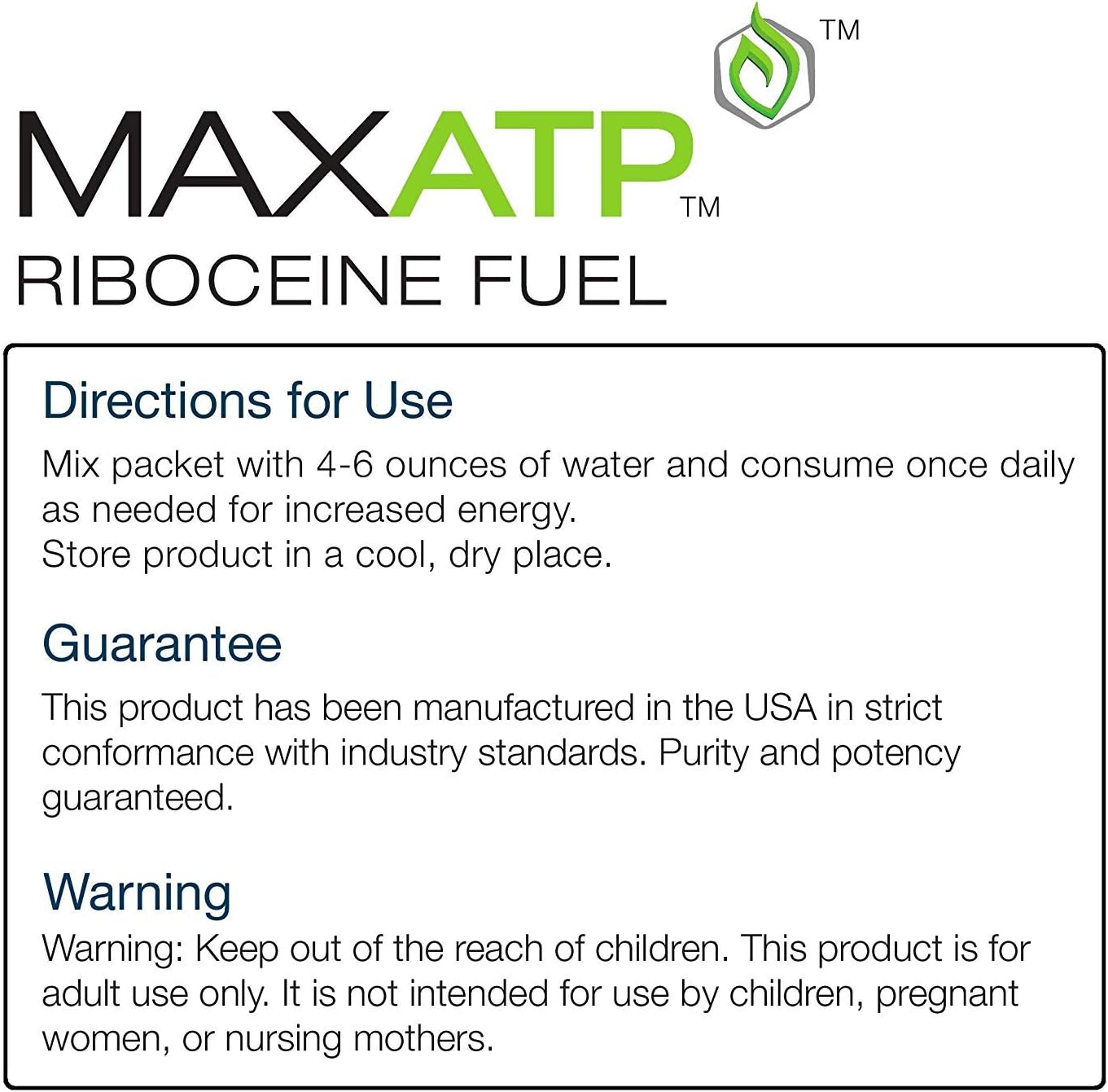 MaxATP Riboceine Fuel - 30 Packets for 30 Servings, 0.24 Ounce Packets