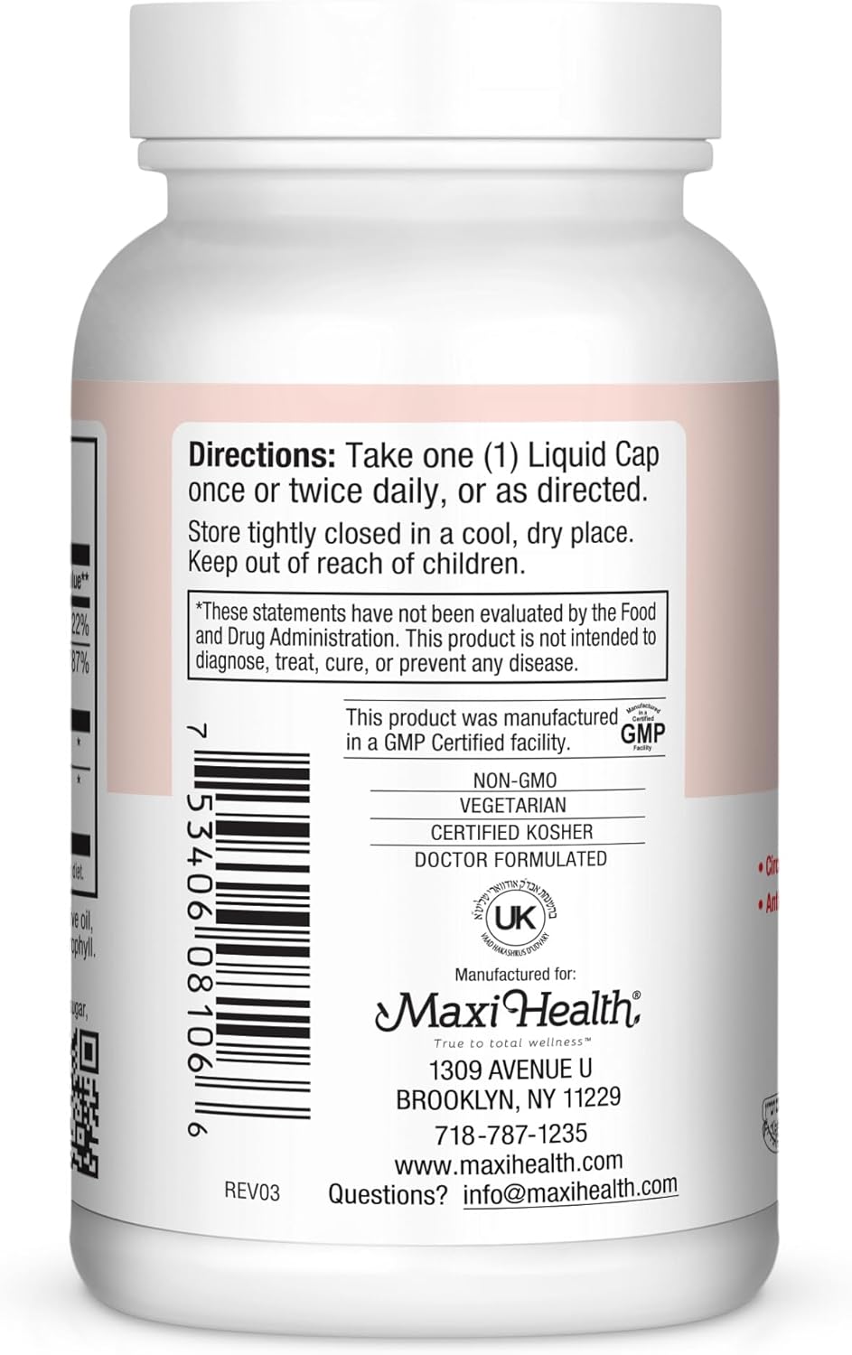 Maxi Health Circu-E 400 IU Capsules - Natural Vitamin E for Body's Defense System - 60 Capsules - Kosher Formula