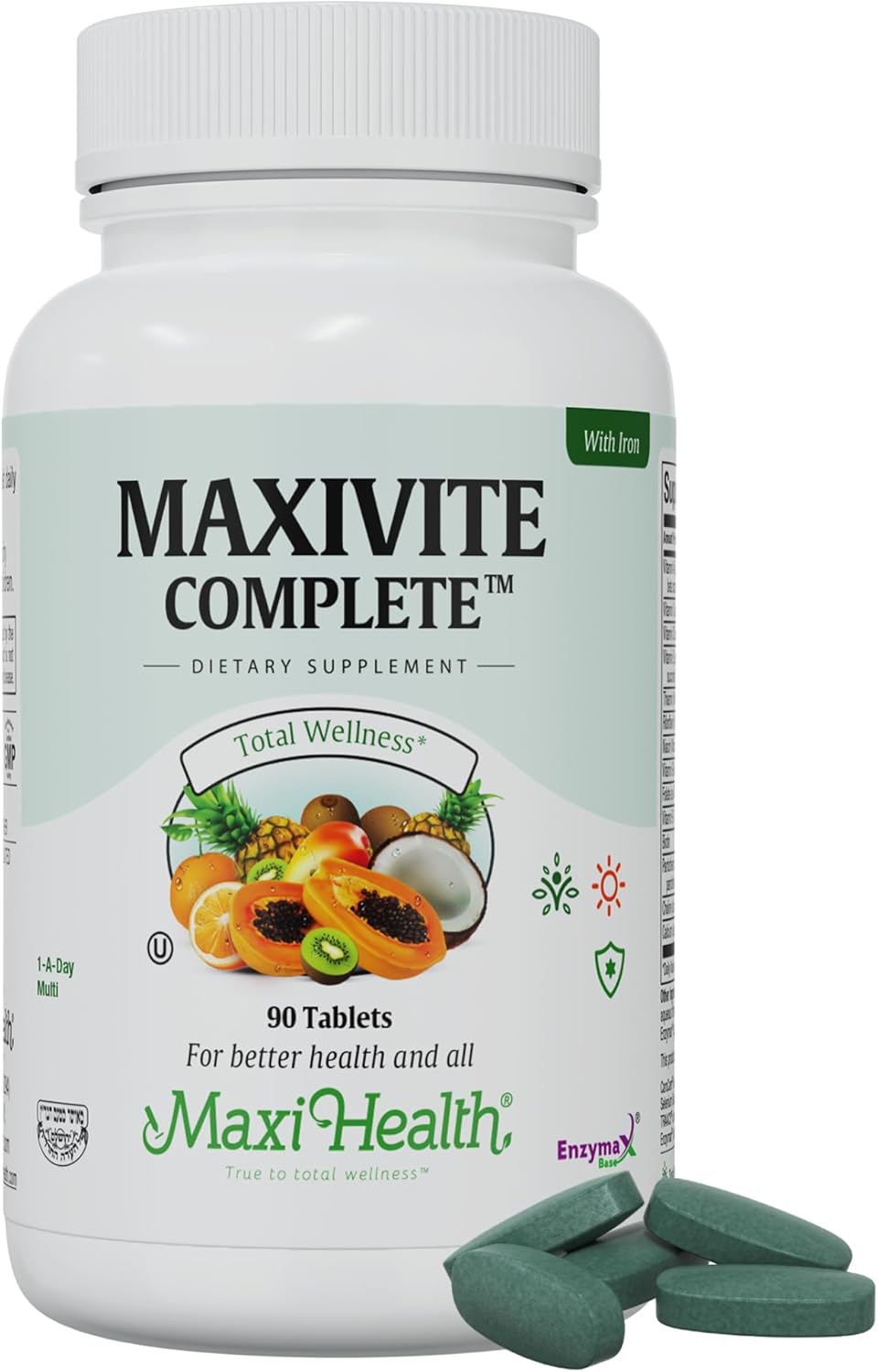 Maxi Health Complete Once Daily Multivitamin Tablets for Men & Women with Iron, Vitamin A, B, C, D, E, Zinc - 90 Tablets
