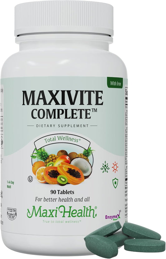 Maxi Health Complete Once Daily Multivitamin Tablets for Men & Women with Iron, Vitamin A, B, C, D, E, Zinc - 90 Tablets