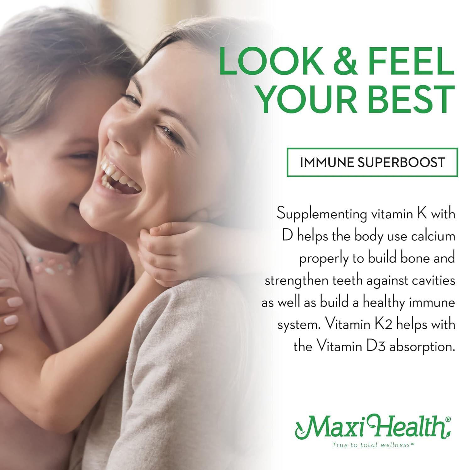 Maxi Health Liquid Vitamin D3 with K2 Drops for Long-Term Health - Vitamin K2 D3 Supplement