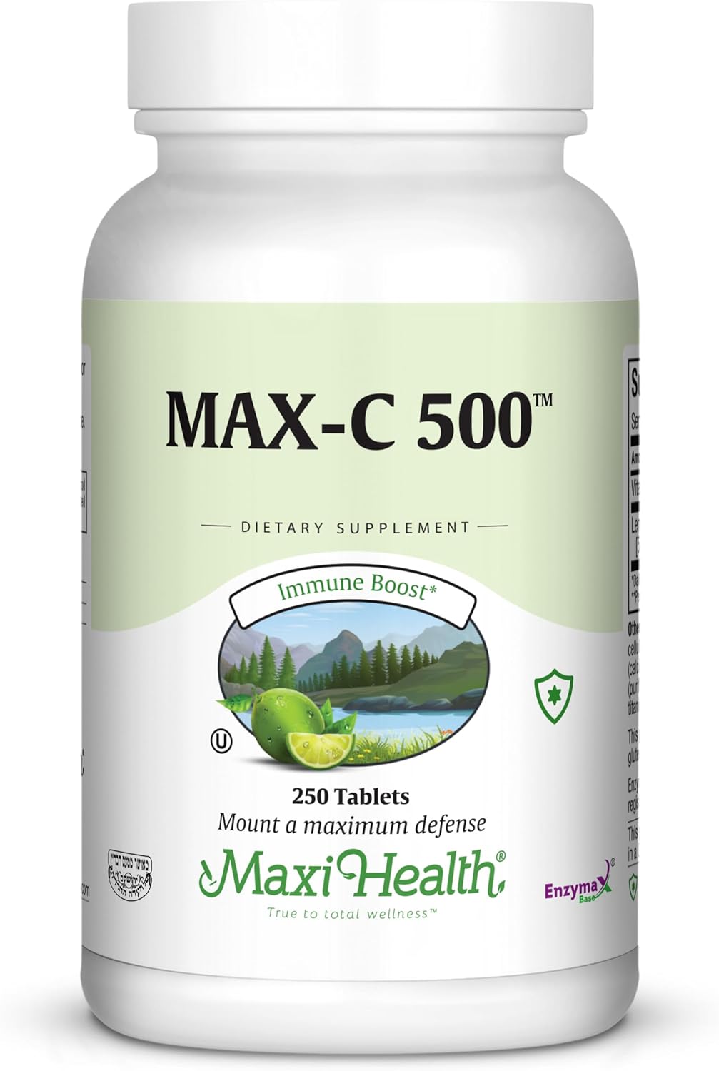 Maxi Health MAX C 500 mg - Vitamin C Tablets with Lemon Bioflavonoids Complex - 250 Count