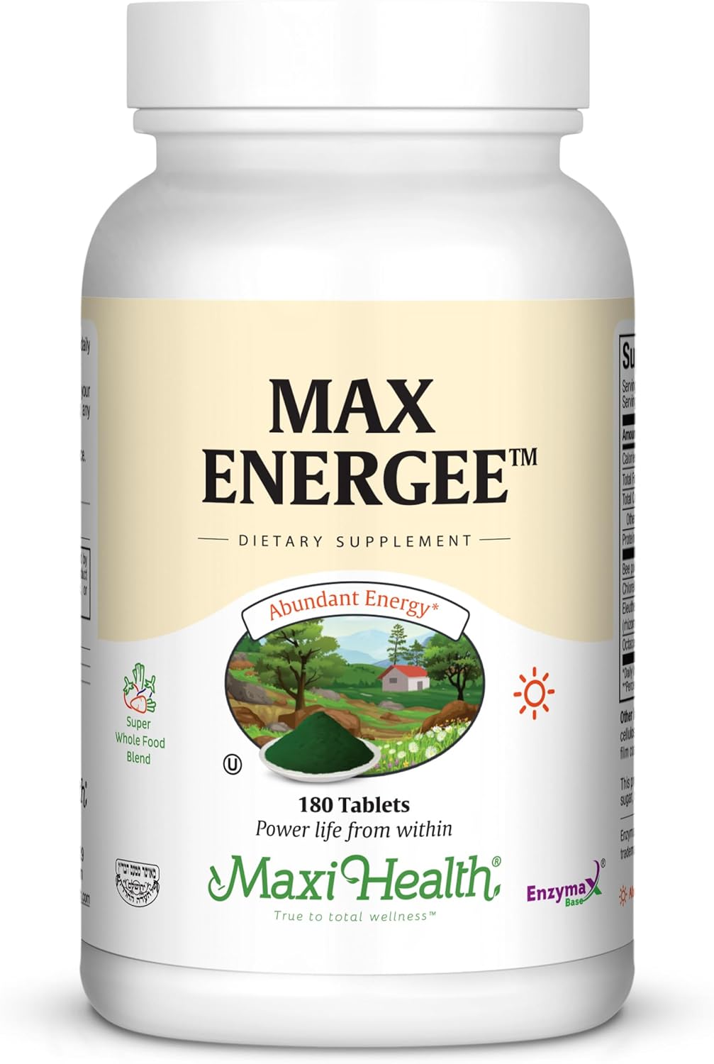 Maxi Health Max Energee Tablets - Natural Energy and Stamina Booster - Kosher Certified - 180 Count