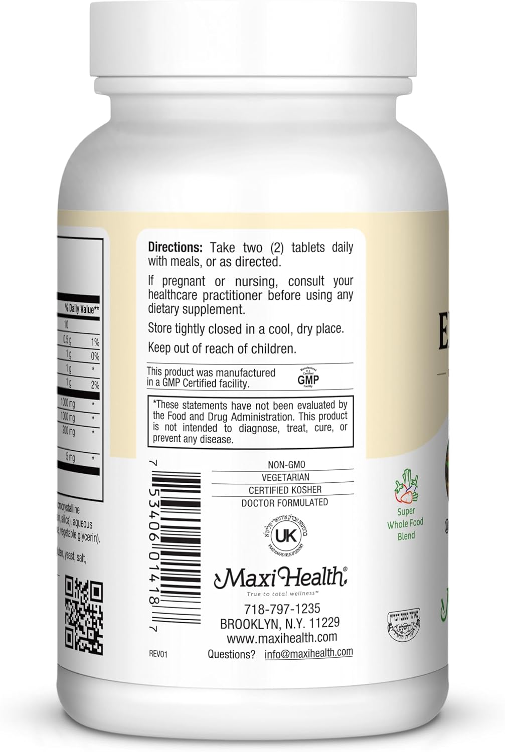 Maxi Health Max Energee Tablets - Natural Energy and Stamina Booster - Kosher Certified - 180 Count