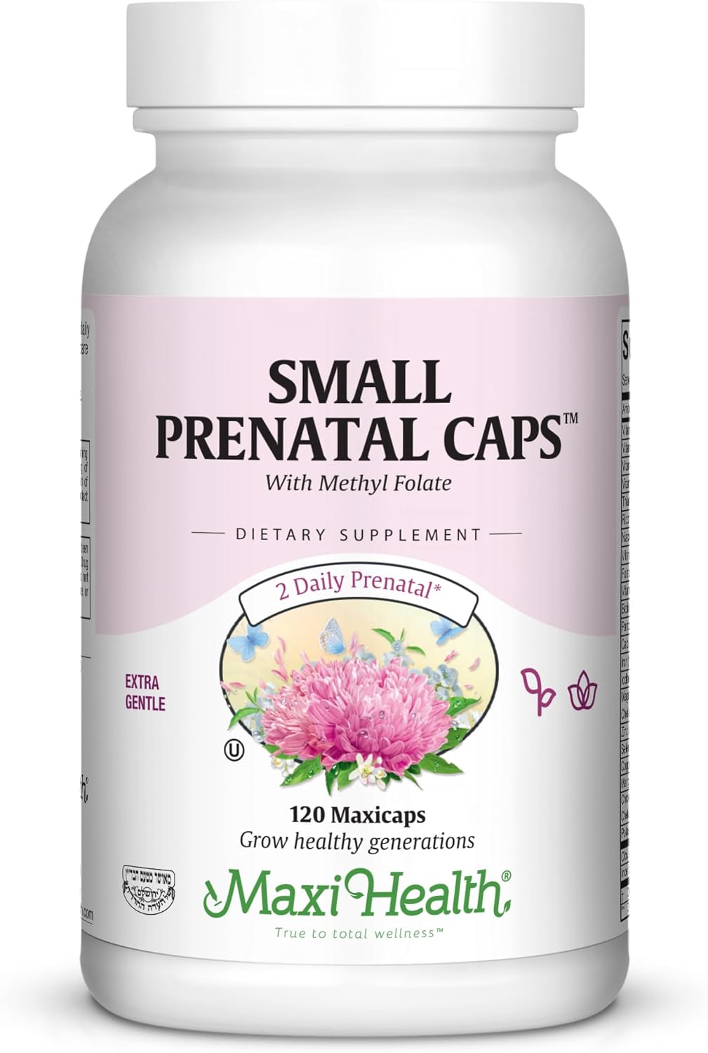 Maxi Health Maxi Small Prenatal Capsules - 120 ct with Methyl Folate - Supports Pregnancy Health