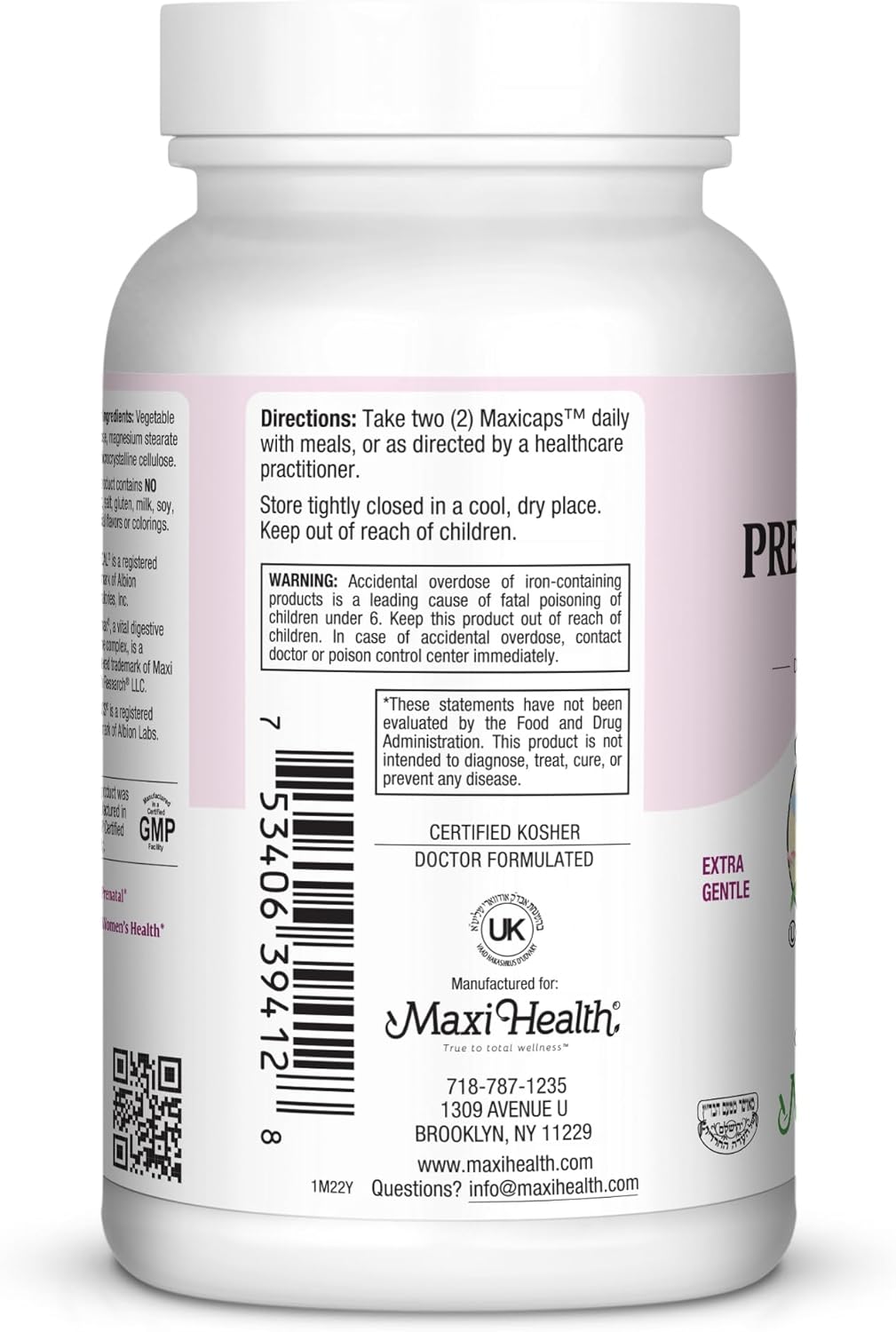 Maxi Health Maxi Small Prenatal Capsules - 120 ct with Methyl Folate - Supports Pregnancy Health