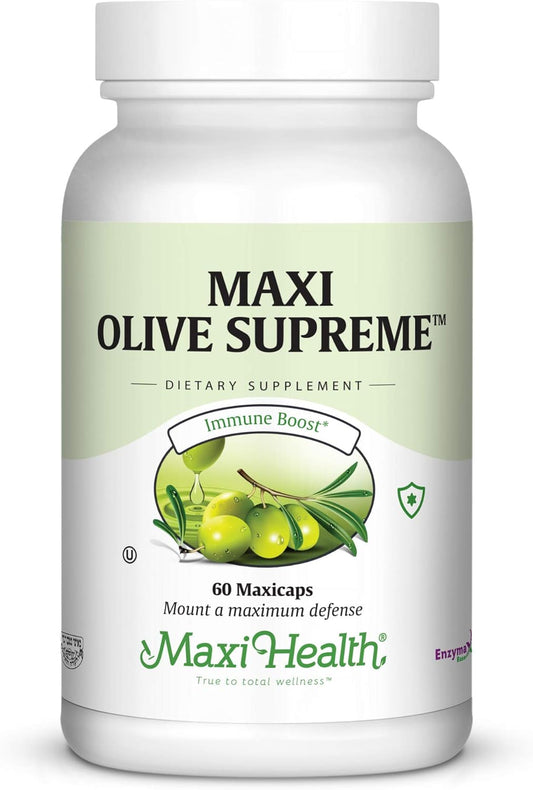 Maxi Health Olive Supreme: Olive Leaf Extract Capsules for Immune Support - 60 Count - Kosher Formula