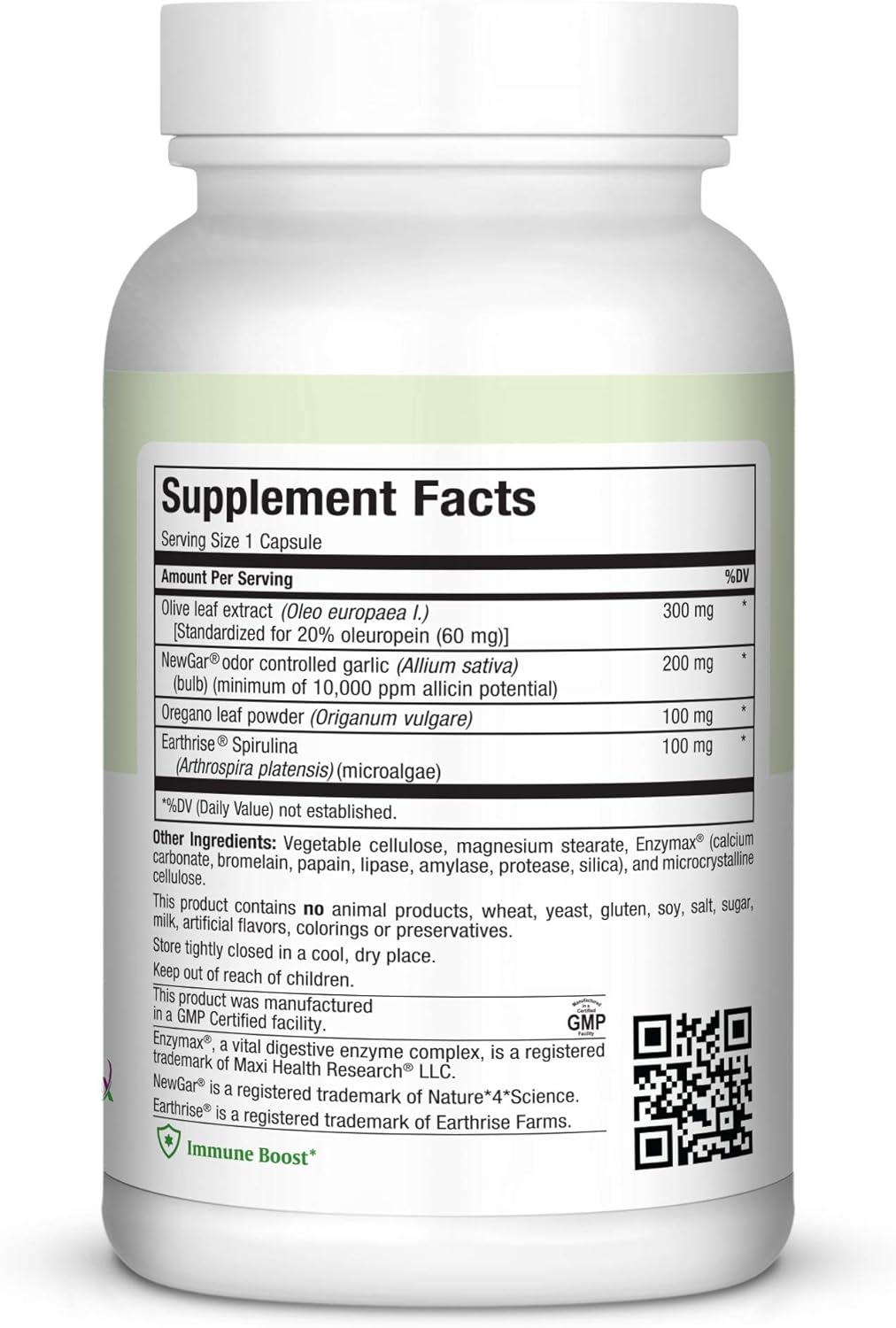 Maxi Health Olive Supreme: Olive Leaf Extract Capsules for Immune Support - 60 Count - Kosher Formula